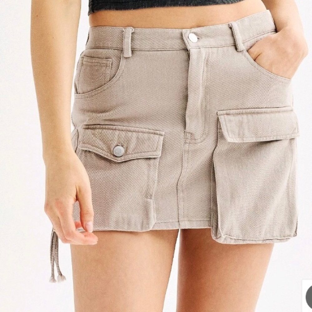 NWT: Harper & Ivy Khaki Tan Cargo Mini Skirt -Size Junior XL